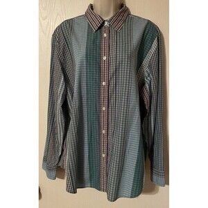 Vintage Tommy Hilfiger Multi Plaid Color Blocked Long Sleeve 90’s Shirt Mens XL